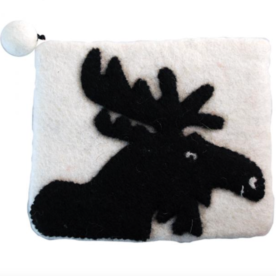 PANABO Felted Zip Pouch - Moose White