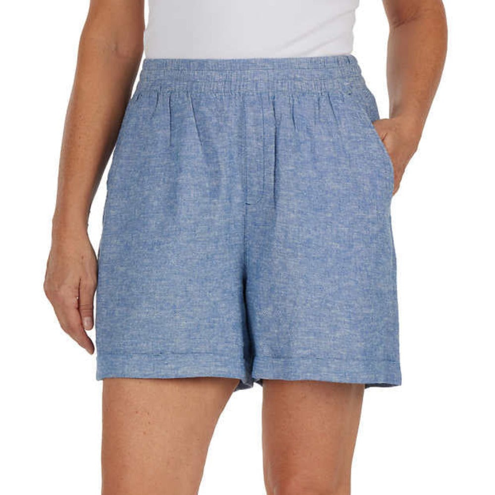 FRANK AND OAK Linen Blend Shorts - Blue
