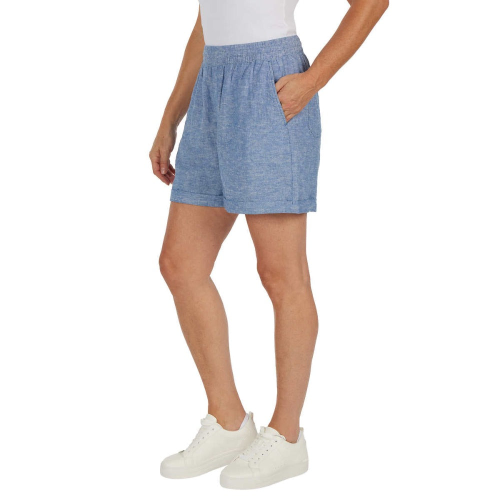 FRANK AND OAK Linen Blend Shorts - Blue