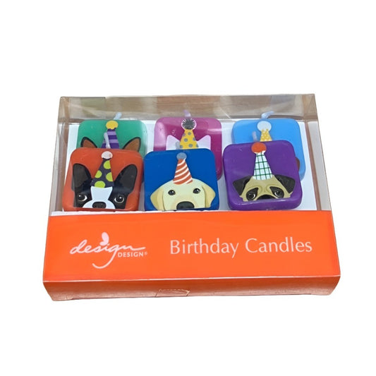 DESIGN Celebration Dogs Square Candles - 6-Pack