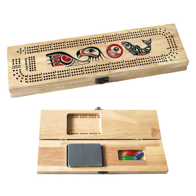 NATIVE NORTHWEST Wood Cribbage Board - Eagle & Salmon