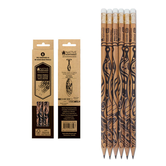 NATIVE NORTHWEST Sharpened #2HB Pencils - Whale Paddle - 6 Pencils