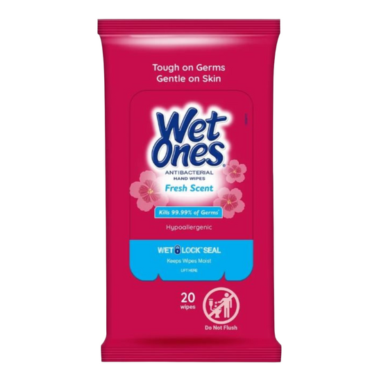 WET ONES Antibacterial Hand Wipes - Fresh Scent - 20-Pack