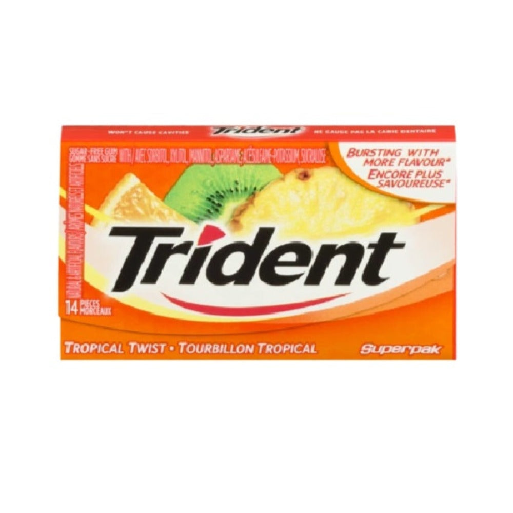 TRIDENT Sugar Free Tropical Twist Gum - 14-Pieces